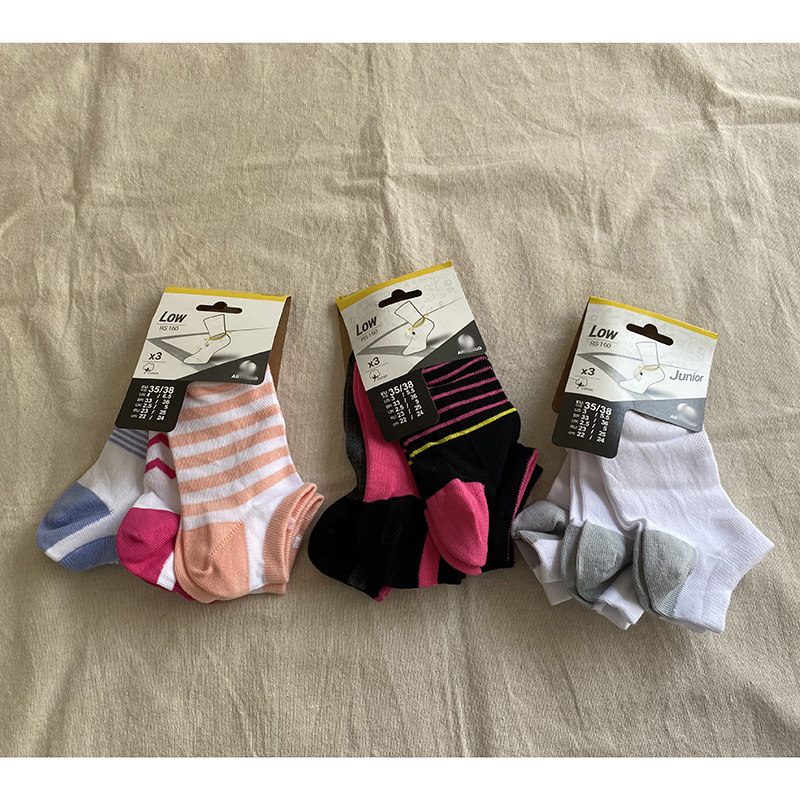 包邮3双装外贸美单纯棉女士短袜 夏季薄款百搭休闲低帮运动船袜