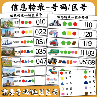 信息转录-破译号码/区号益智教具