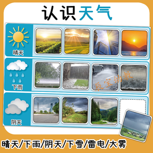 认识天气图标配对卡片幼儿园宝宝区域材料益智思维训练ABA教玩具