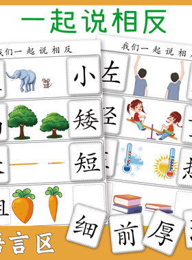 幼儿园大班反义词区域材料教具
