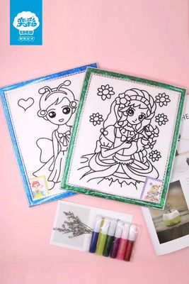 儿童DiY各种金粉画涂鸦画填色画胶恿沙画