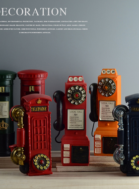 复古风树脂个性桌面工艺品电话亭