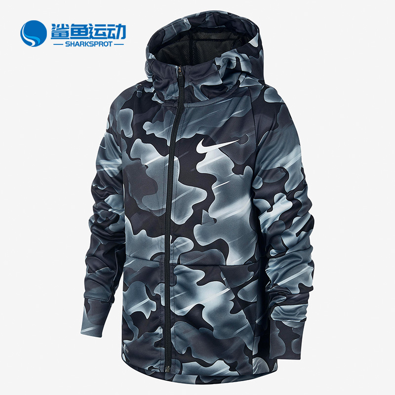 Nike/耐克儿童男大童休闲运动针织加绒夹克连帽外套BQ1657-010