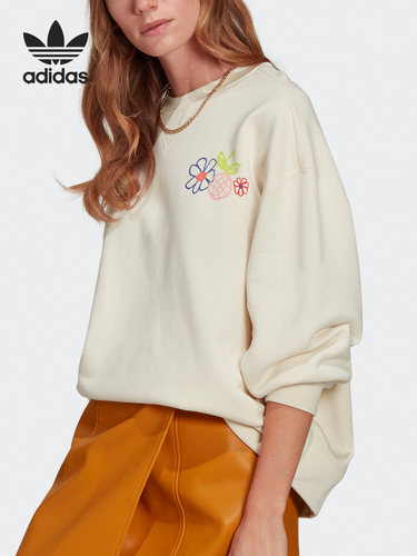 阿迪达斯女花朵宽松运动卫衣