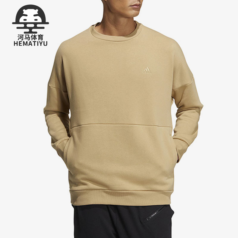 阿迪达斯冬男女运动加绒圆领卫衣