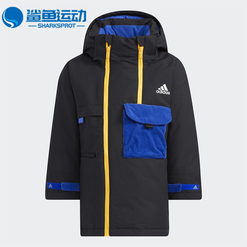 Adidas/阿迪达斯正品冬季新款儿童运动连帽保暖鸭绒羽绒服 H40336