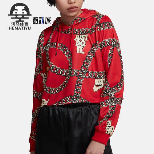 耐克女子满印连帽套头卫衣