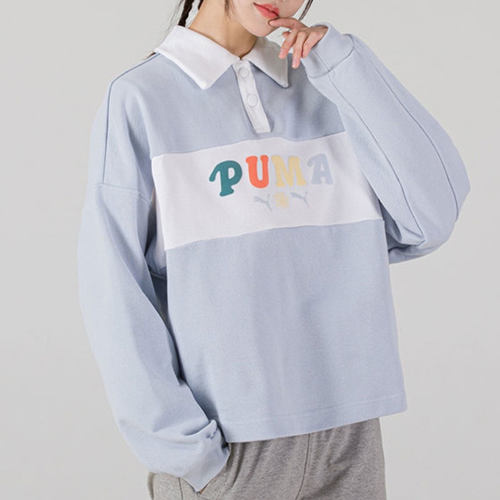彪马女翻领宽松简约休闲运动