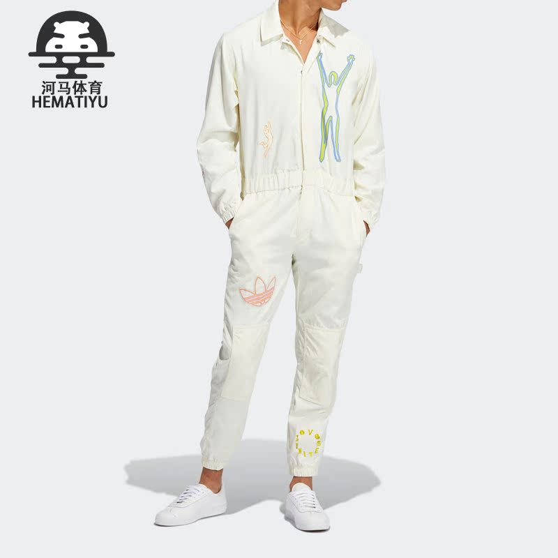 阿迪达斯三叶草男女运动连体衣