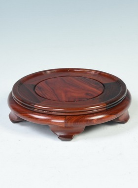 木雕圆形底座花盆景奇石摆件佛像