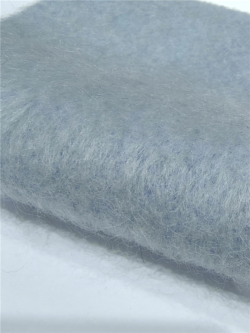 现货2米起售 进口马海毛面料 光泽好 湖水蓝 秋冬羊毛大衣布料