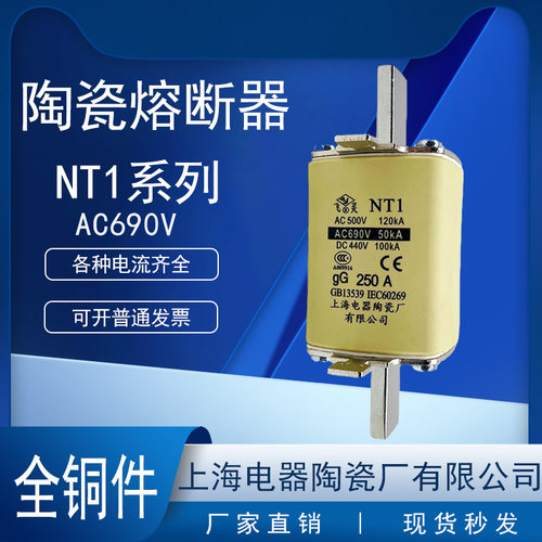 飞灵NT1上海电器陶瓷保险丝AC690VDC440V熔断器125A160A200A250A