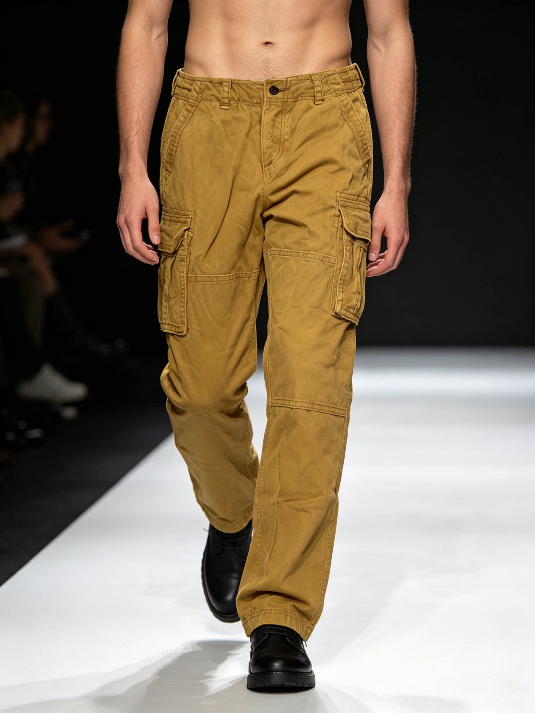 现货Abercrombie&Fitch美国正品男装土黄色多口袋工装休闲长裤