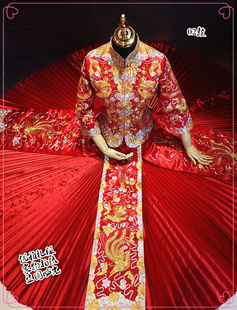 太阳裙大摆铺床圆裙02款 免押出租手工绣龙凤褂小五福 牡丹花裙褂