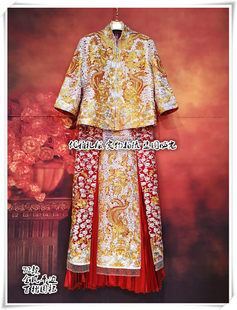 大尺寸孕新娘72款 免押出租龙凤褂秀禾服 褂皇褂后手绣金银线裙褂