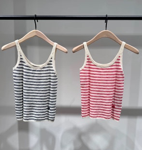 正品 背心2026夏新品 人丝棉做旧竹节轻薄条纹MBF2VET015 C系列