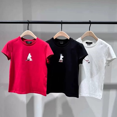【MOM联名】正品2026夏新品弹力精梳棉烫钻印花T恤MBF2TEE026