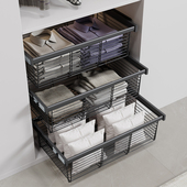 抽屉式 架五金配件 衣柜拉篮衣帽间收纳多功能推拉储物篮藤篮伸缩裤