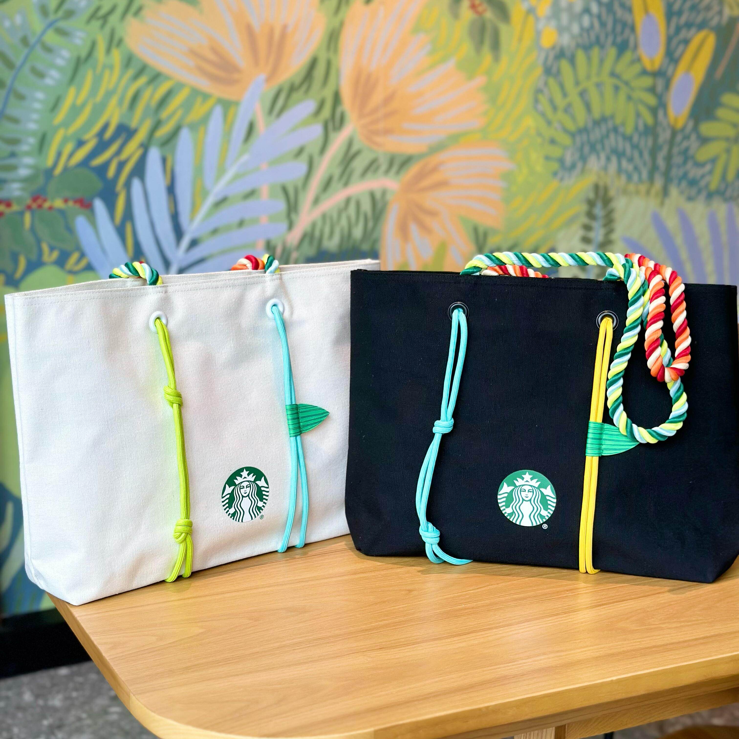 星巴克包新款冰尚冰逸小清新单肩手拎帆布托特包水桶包成人大容量