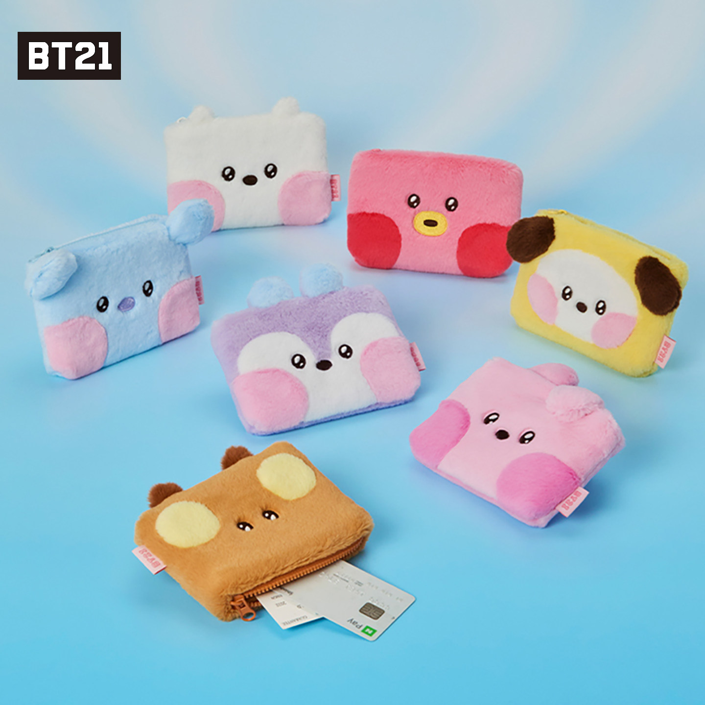 【正品清仓】BT21防弹少年团HUG ME收纳包化妆包公交卡零钱耳机包
