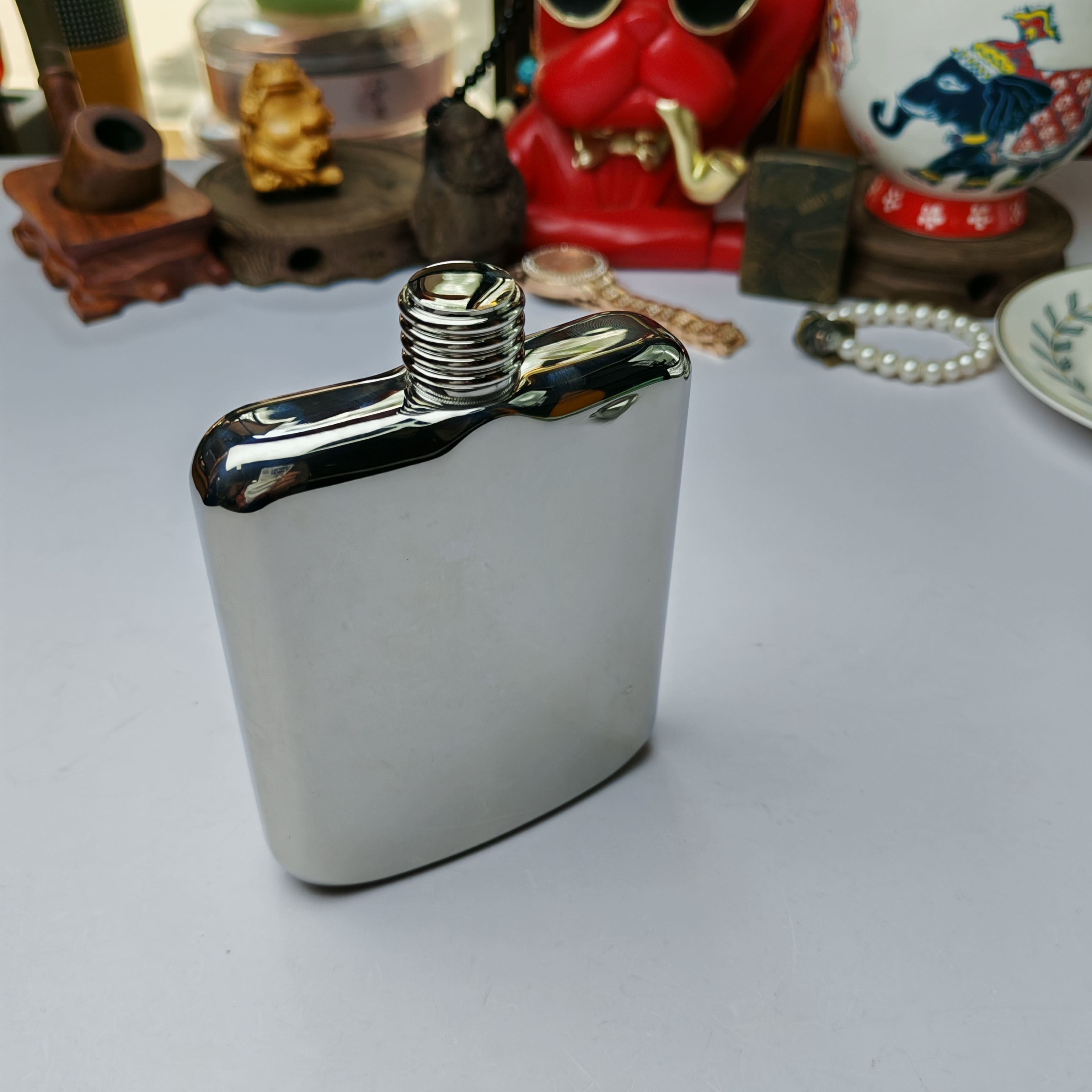 1909加厚不锈钢小酒壶德国高档随身户外便携式扁酒瓶具白酒6安