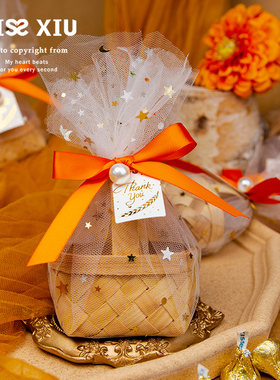 MISSXIU[春樱]个性时尚结婚礼喜糖盒生日满月乔迁装糖果小竹篮子