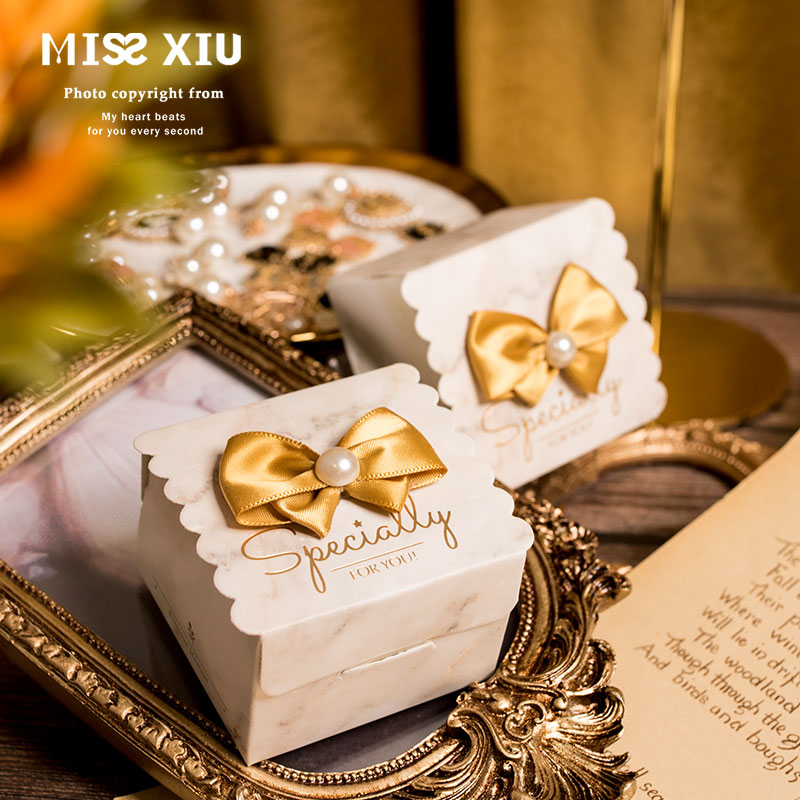 MISSXIU[少女心]欧式婚礼高级感喜糖盒伴手礼盒 结婚小方盒礼品袋