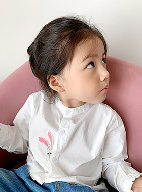 反季特 90-100码白色衬衣 校园活动 儿童纯棉薄软女童立领衬衫