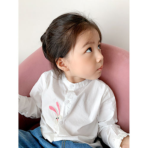 反季特 90-100码白色衬衣 校园活动 儿童纯棉薄软女童立领衬衫