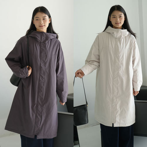 白鹅绒女士风衣长款连帽羽绒服