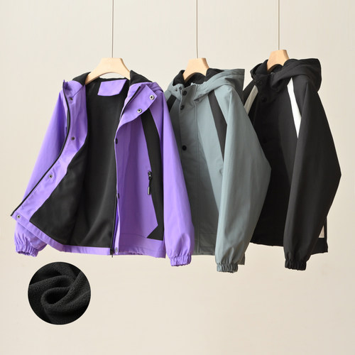 儿童加绒连帽风衣外套中大童