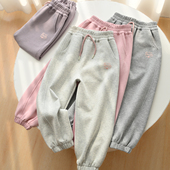 春秋款 儿童字母卫裤 中大童 校服裤 女童宽松收口休闲运动长裤