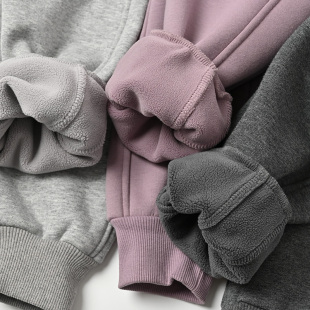 儿童纯棉加绒卫裤 男女童保暖运动裤 中大童收口长裤子 冬款 童装