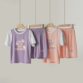 套装 女童运动T恤短裤 小童五分裤 儿童凉感网眼短袖 可开裆 中大童