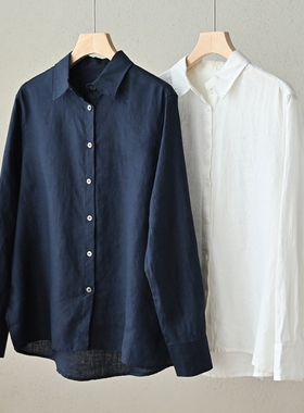 14支水洗全亚麻 女士长袖衬衫 通勤显瘦衬衣 山东网店 春夏款女装