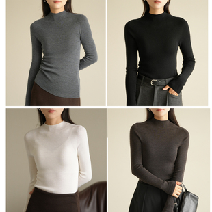 扬子纱线 48支女士全羊毛毛衣 无缝一体半高领针织打底衫 女装