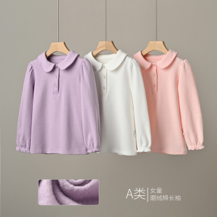 秋冬款 女童加厚长袖 纯棉青少年打底衫 170码 女童全棉花边POLO衫