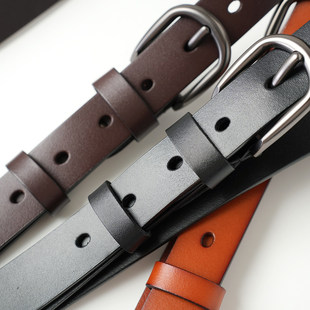 头层/二层植鞣牛皮 女士真皮宽边腰带 复古气质圆头针扣皮带四季
