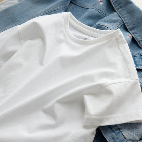 圆领短袖纯棉纯色白T休闲