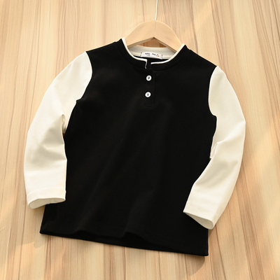 儿童纯棉拼色打底衫弹力T恤