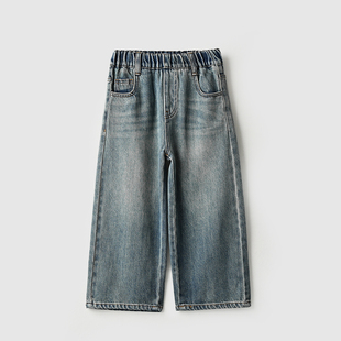 水洗儿童牛仔裤 童装 女童直筒休闲裤 秋款 中大童长裤 170青少年
