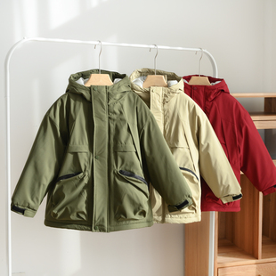 防风防泼水 儿童加厚连帽棉服外套男童丝棉棉袄170中大童冬款童装