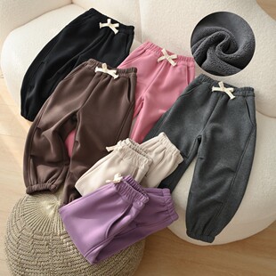 480g 儿童加绒卫裤 一体奥粒绒运动裤 男女童收口长裤 冬款 童装