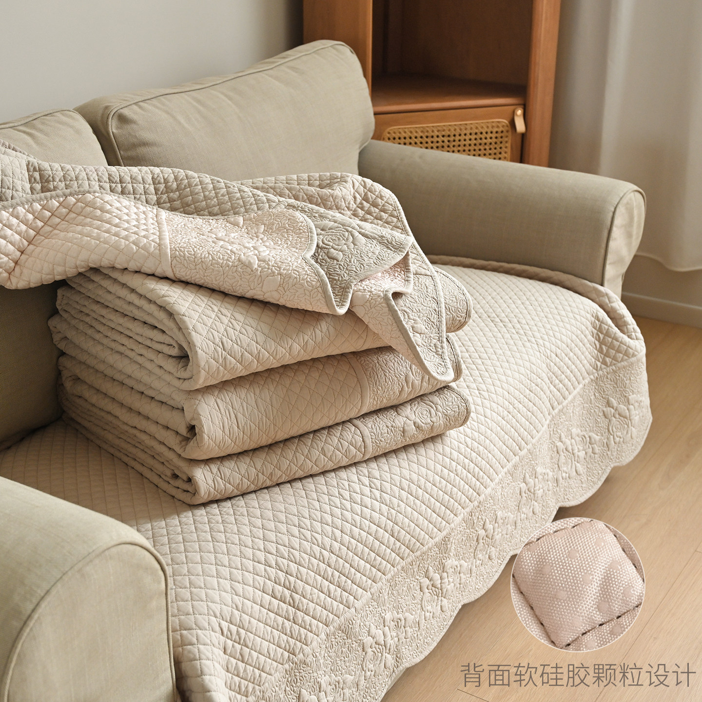 纯棉绗棉沙发垫沙发巾 水洗棉电脑绣花工艺 飘窗垫防滑 四季款,居家布艺,沙发垫,淘宝优惠券,粉丝福利购,淘宝优惠卷