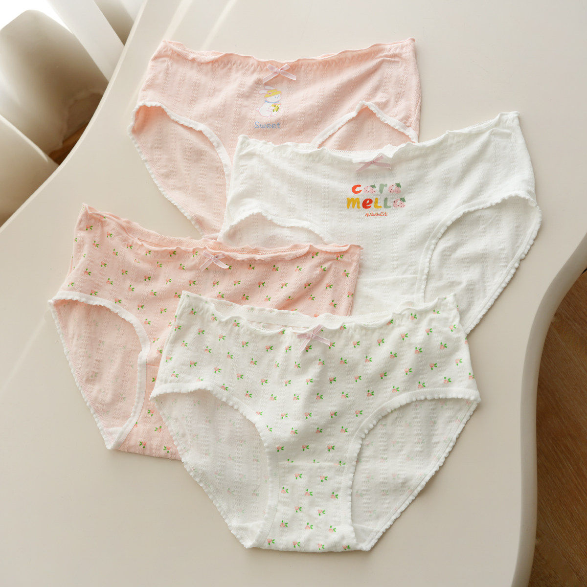 少女内裤 4条装 礼盒装女士三角内裤 薄款舒适透气纯棉内裆 短裤