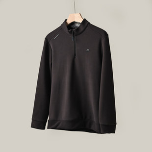 新年搭配紫红色卫衣 双面绒感 男士立领长袖T恤 保暖上衣 秋冬款