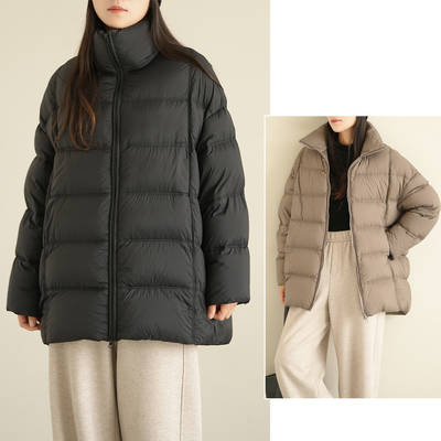 90白鸭绒女士立领羽绒服轻盈简约