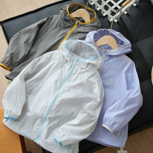 男童轻薄锦纶原纱防晒连帽外套夏