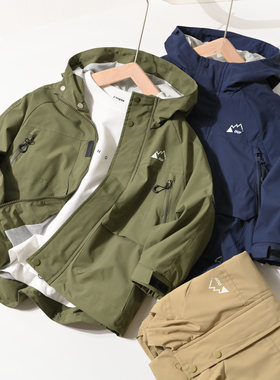 特 180码中大童儿童双层防风衣 男女童连帽工装外套 春秋款童装