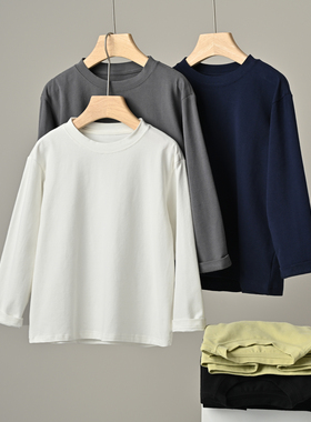 儿童圆领长袖棉T恤 男童女童基础打底衫 180码中大童 春秋款 童装